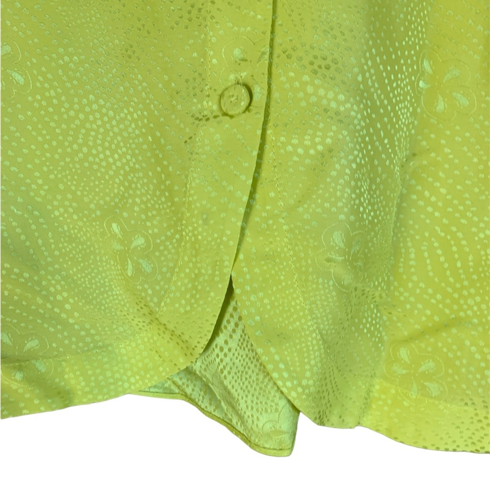 Rebecca Taylor women’s yellow green short sleeve blouse size 12 office career - Picture 8 of 13